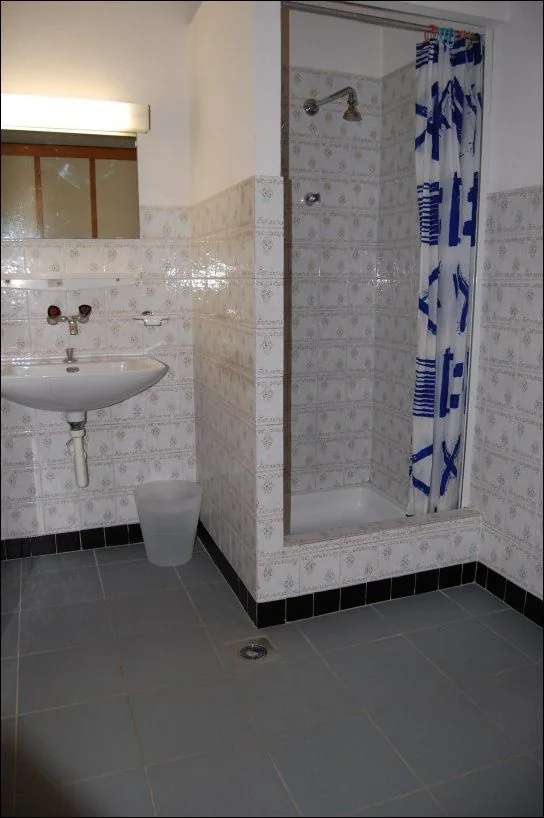 Douche et lavabo dans une chambre